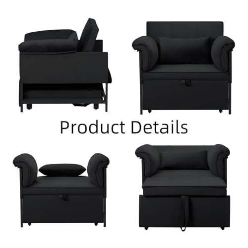 Sleeper Sofa Bed with Side Pocket, Convertible Futon Couch for Living Room X8857