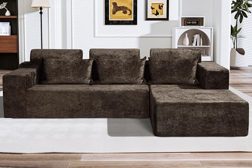 L-Shape Modular Sectional Sofa with Deep Seat, No Assembly Required C597556
