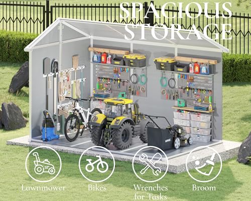 Outdoor Resin Storage Shed with Floor, Windows & Air Vents, Grey I86538