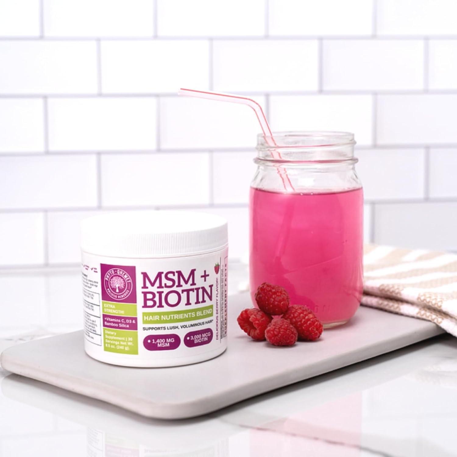 MSM + Biotin Hair Nutrient Blend Powder for Hair Volume and Health, 8.5 oz G5315