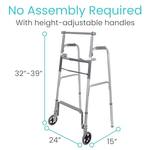 Sit to Stand Walker Rolling Walker for Seniors Lightweight Folding Front 5 Inch Wheels U32854