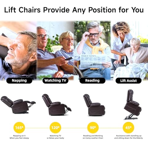 Power Lift Recliner Chair for Elderly with Heat and Massage, Adjustable Positions, Dark Brown P618617