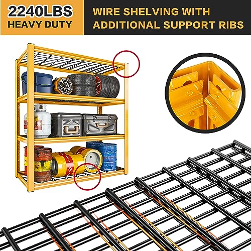 40" W Garage Shelving 2240 LBS Storage Shelves Adjustable Metal Heavy Duty 4 Tier R5651