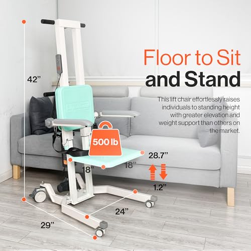 Electric Floor to Stand Lift - 500 Lbs Capacity, Standing Assistance, Portable, Adjustable Z146253