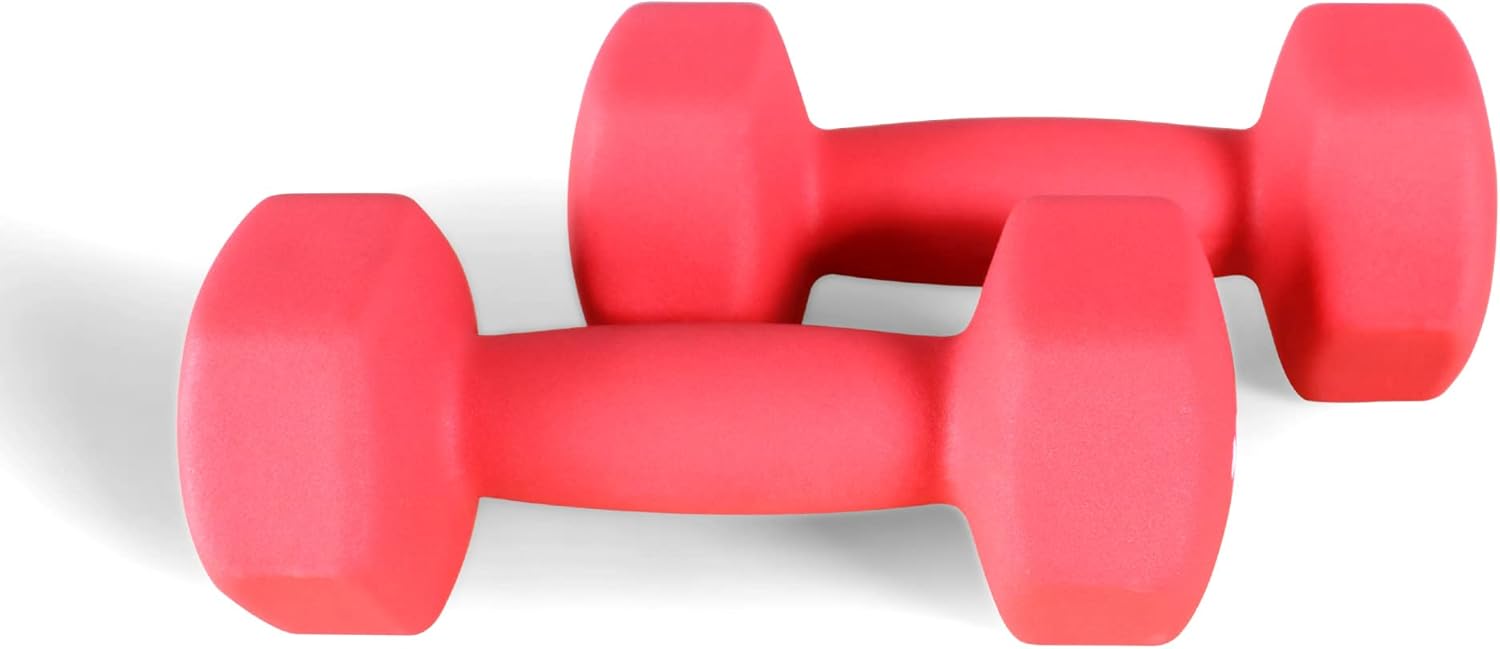 Neoprene Dumbbell Hand Weights, Anti-Slip, Hex Shape, 10-Pound Pair D120