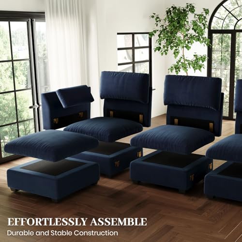 Extra Large Modular Sectional Sofa, 4-Seater L Shaped Couch, Velvet Convertible for Living Room L139