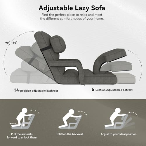 Folding Floor Chair with Adjustable Backrest, Portable Recliner Seat for Adults N6716