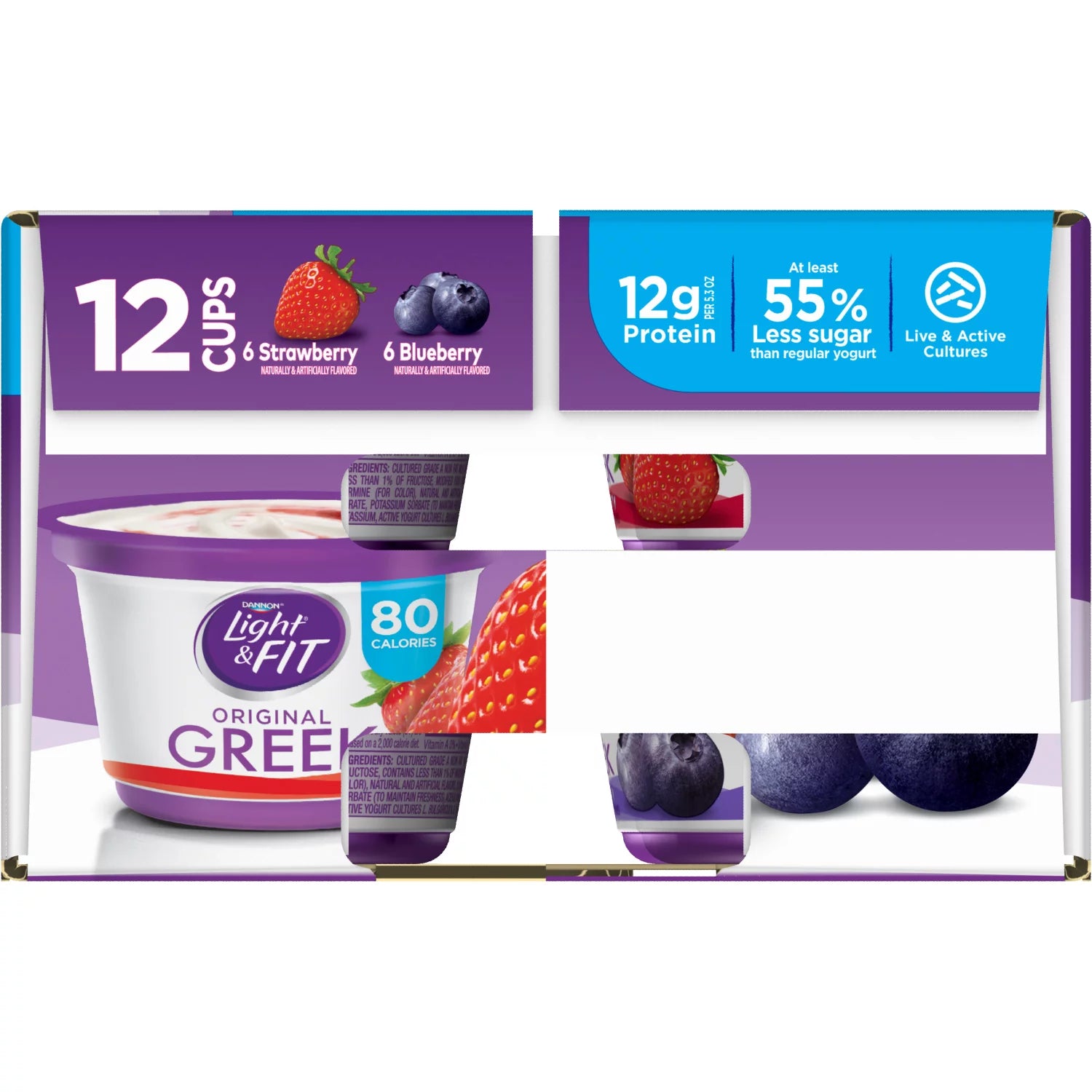 Strawberry & Blueberry Nonfat Greek Yogurt 5.3oz 12 pack F83082