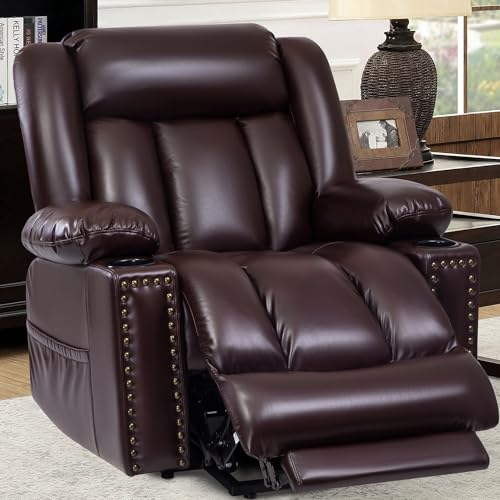 Power Lift Recliner Chair for Elderly with Heat and Massage, Adjustable Positions, Dark Brown P618617