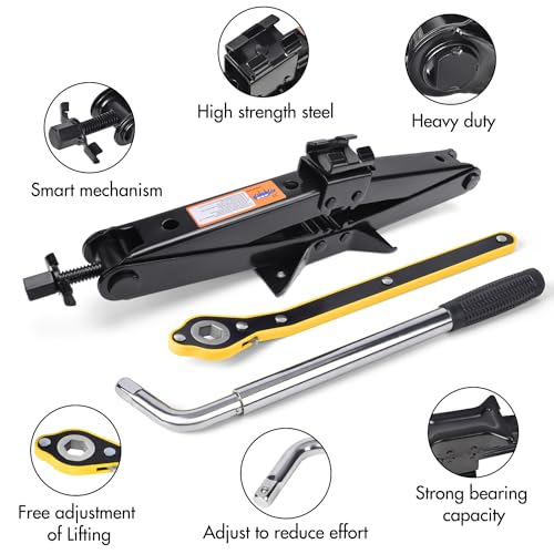 Scissor Jack 3 Ton Tire Changing Kit with Lug Wrench D107