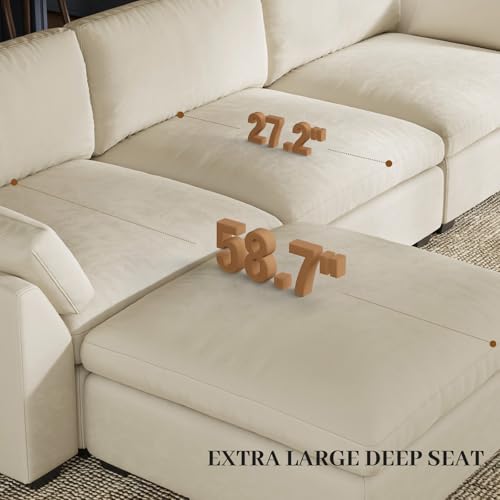 Extra Large Modular Sectional Sofa, 4-Seater L Shaped Couch, Velvet Convertible for Living Room L139