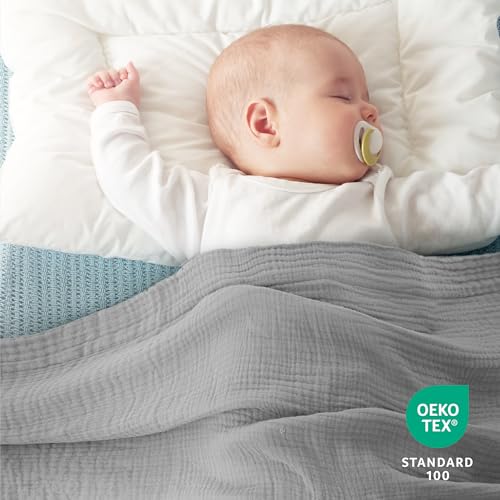 100% Cotton Muslin King Size Blanket - Breathable Lightweight Gauze, 4-Layer, Beige, 108x90 Inches R580