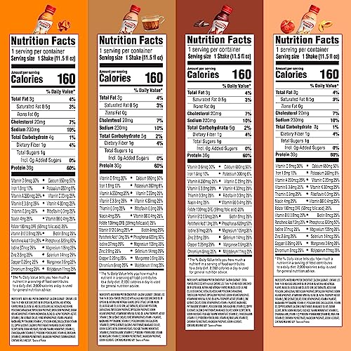 Protein Shake Variety Pack, 30g Protein, 1g Sugar, 11.5 Fl Oz (8 Pack) O5944