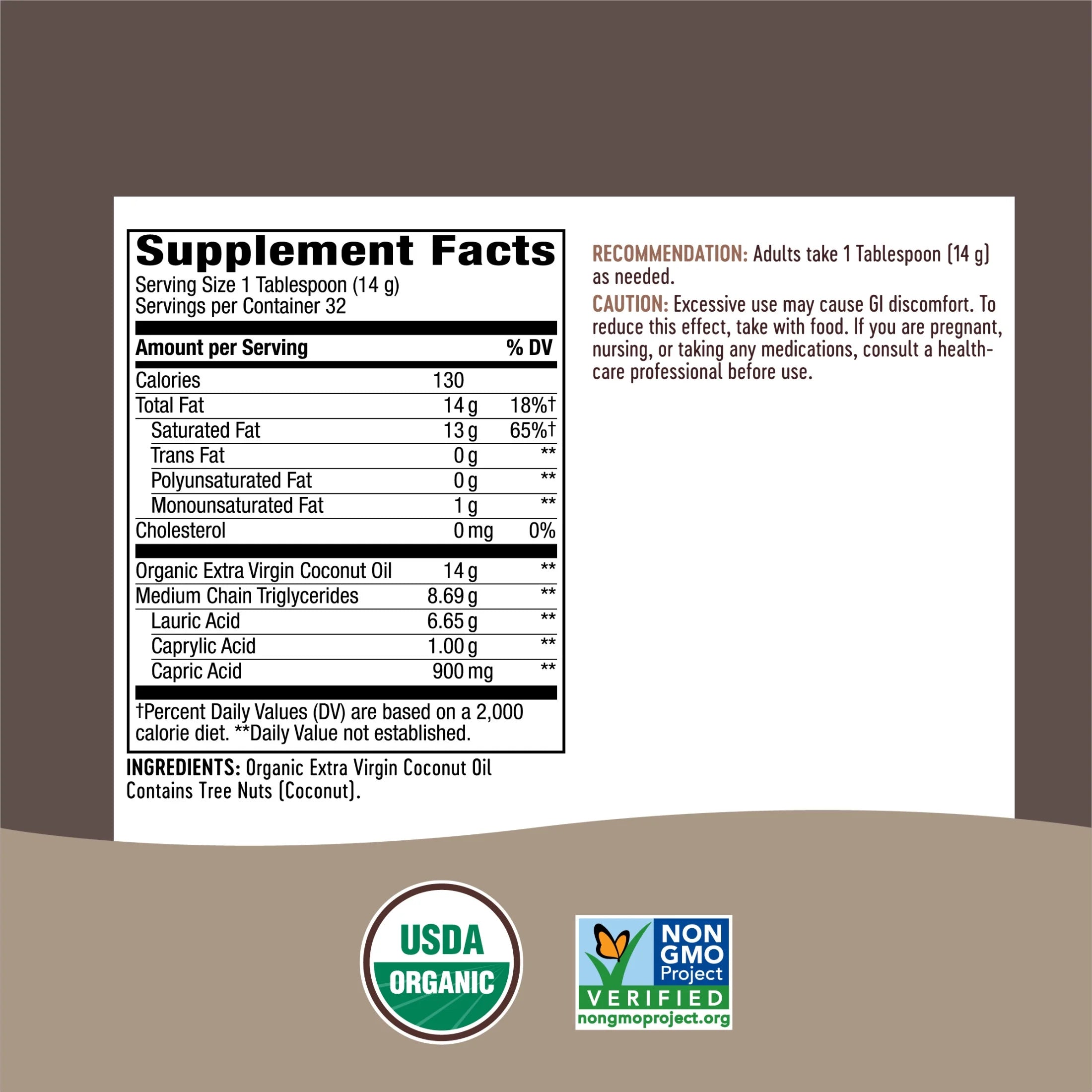 Organic Extra Virgin Coconut Oil, Cold-Pressed & Unrefined, 16 Fl Oz. U7625