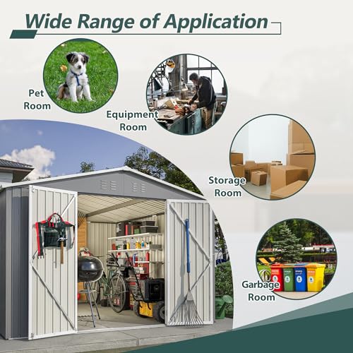 Outdoor Storage Shed, Heavy-Duty All-Weather Tool Shed with Lockable Doors C3585