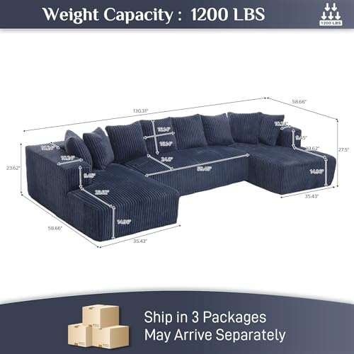 Modular Sectional Sofa with Chaise Lounge, Corduroy Memory Foam, Black Z82307