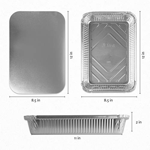 Disposable Aluminum Oblong Baking Pans with Cardboard Lids, 12 x 8 x 2 Inch, Pack of 10 S16336
