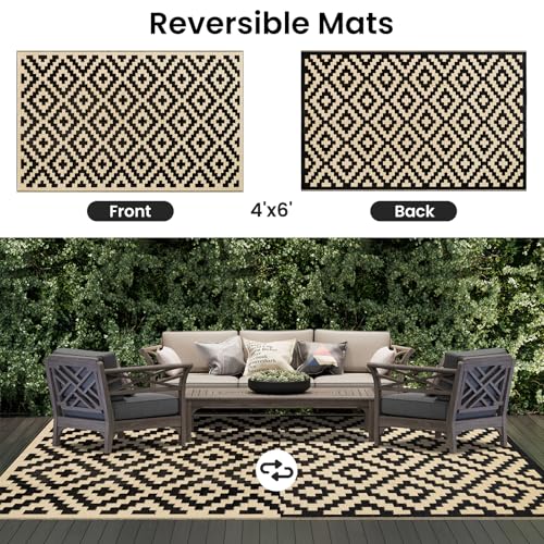 Waterproof Outdoor Rug 5x8 ft, Reversible Plastic Straw Patio Mat Z2613