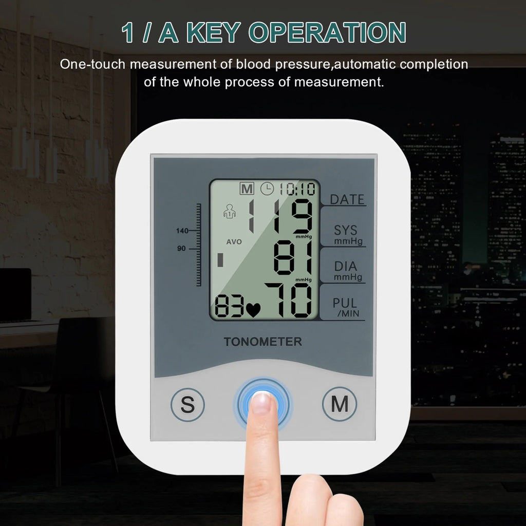 Arm Sphygmomanometer LCD Digital Display Pulse Rate Monitor J8248