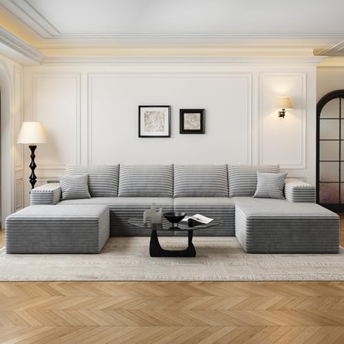 Modular Sectional Sofa with Ottoman, U-Shaped Deep Seat Couch for Living Room O870