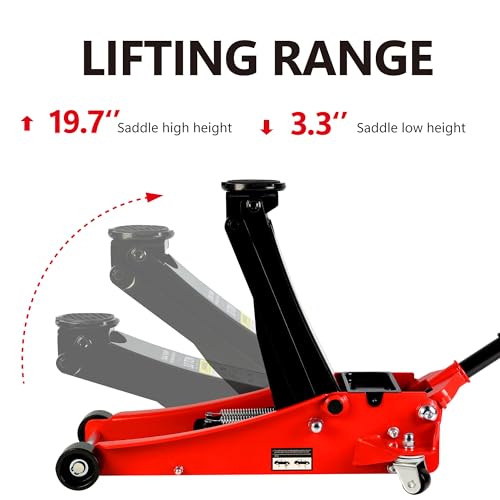 Heavy Duty Hydraulic Floor Jack, Low Profile Steel Racing Jack, 2 Ton Capacity, Blue H1350