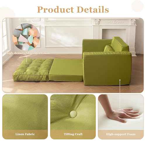 Loveseat Sleeper Sofa Convertible Sofa Bed Couch with Reclining Backrest and Pillows A86014