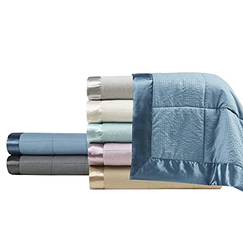 Oversized King Taupe Lightweight Down Alternative Blanket with Satin Trim X335
