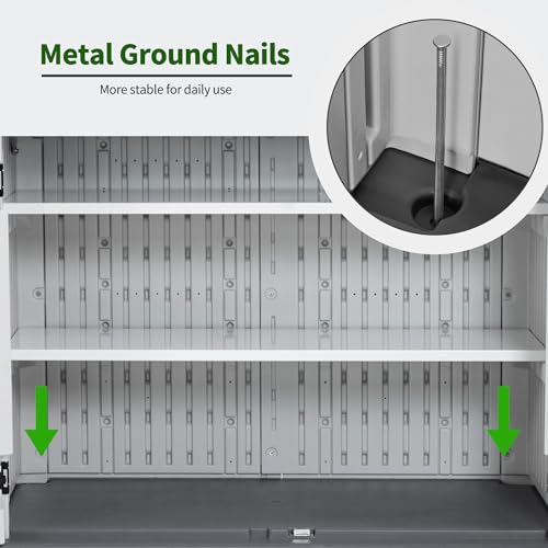 Plastic Storage Shed 4.3 x 2.5 ft, Waterproof Outdoor Cabinet with Floor L995