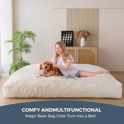 Giant Bean Bag Chair Bed for Adults, Convertible Floor Sofa Mattress R473823