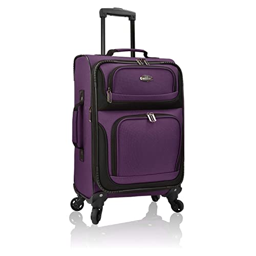 Rugged Fabric Expandable Carry-on Luggage Set, Purple, 4 Wheel C247776