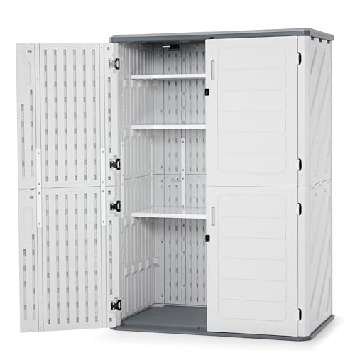 Plastic Storage Shed 4.3 x 2.5 ft, Waterproof Outdoor Cabinet with Floor L995