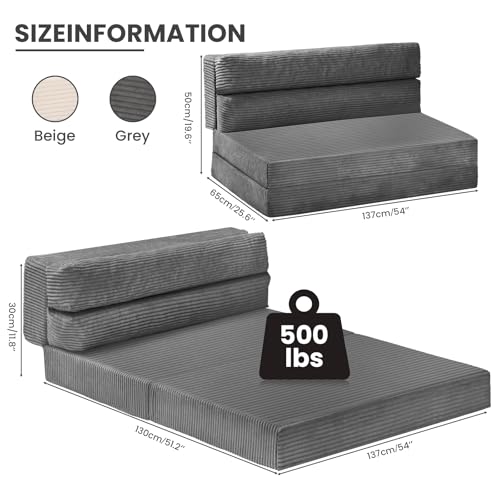 Folding Sofa Bed, Convertible Sleeper Chair with Pillow, Grey P767597