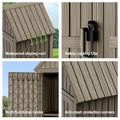 Outdoor Storage Shed with Lock, Waterproof Resin Garden Cabinet K95396