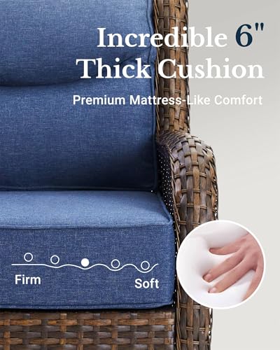 Outdoor Wicker Conversation Set with Cushions, 7 Pieces P4930