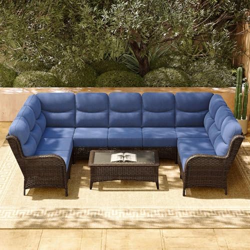 Outdoor Wicker Conversation Set with Cushions, 7 Pieces P4930