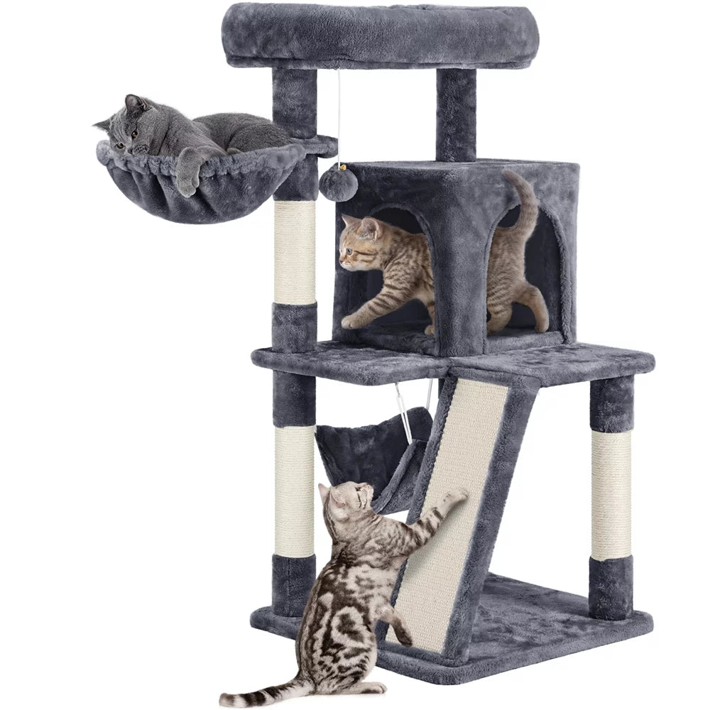 Cat Tree Tower with Condo Perch Platform Basket, Dark Gray L449