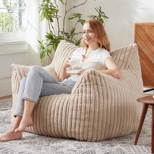 Plush Bean Bag Chair with Armrests for Adults and Teens M473