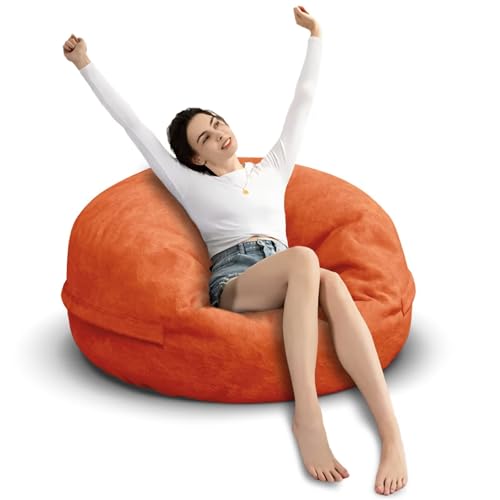 Bean Bag Chair for Adults 3FT, Soft Removable Cover, Light Gray X3039