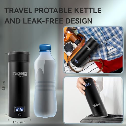 Portable Electric Travel Kettle with Temperature Control, Stainless Steel, White P764