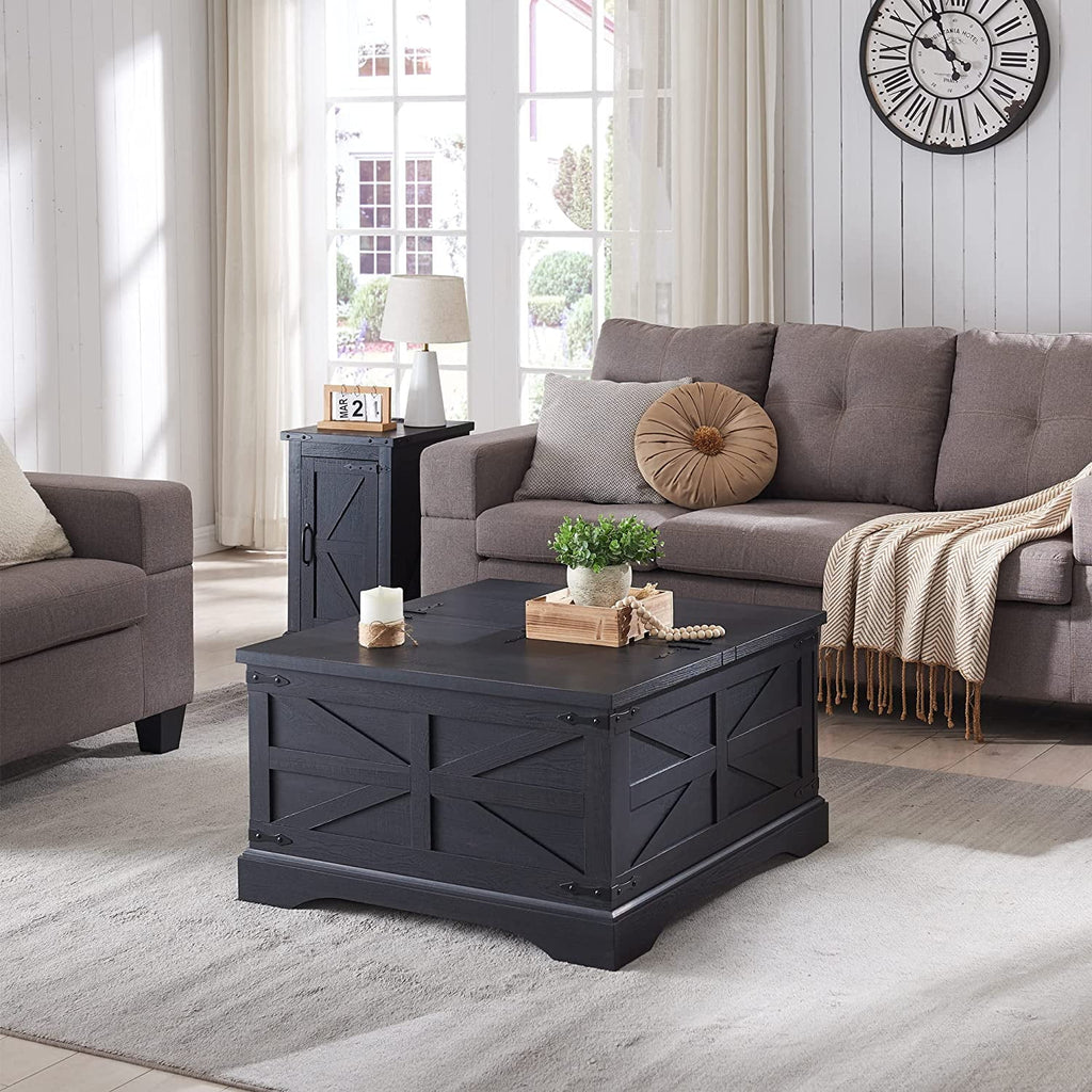Farmhouse Coffee Table with Hidden Storage Compartment T2796