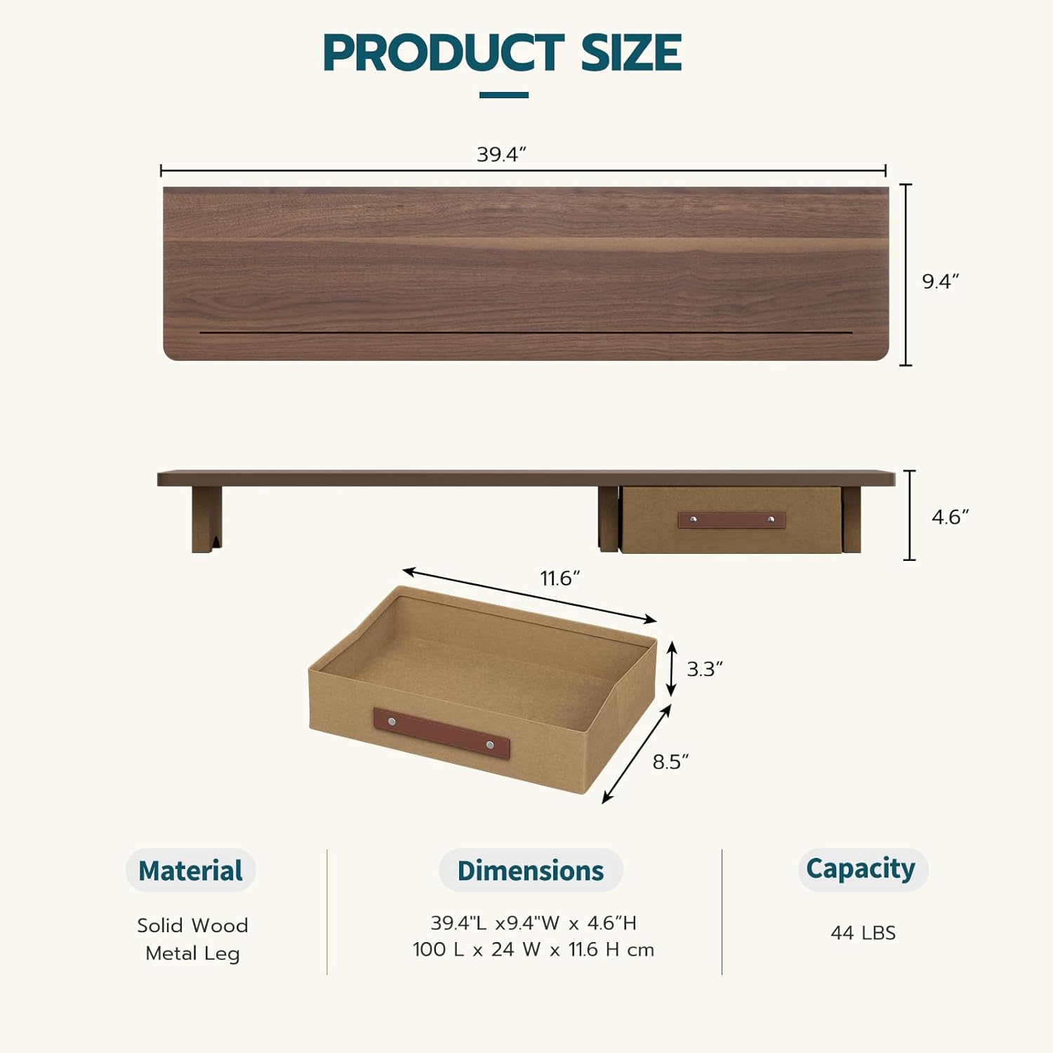 Dual Monitor Riser with Drawers, Sturdy Wood Stand for 2 Monitors N801679