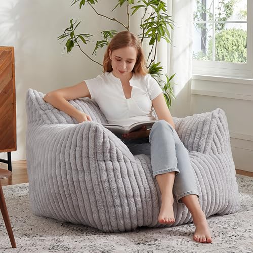 Plush Bean Bag Chair with Armrests for Adults and Teens M473