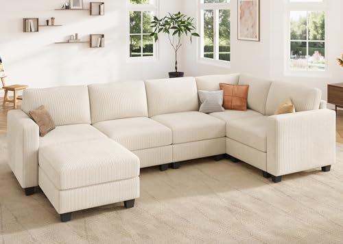 Corduroy Modular Sectional Couch with Storage, L-Shaped, 6 Seater, Dark Gray X823135