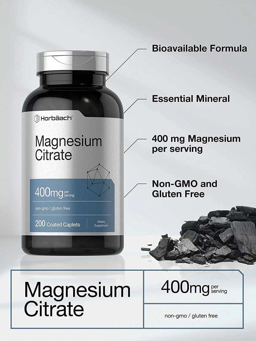 Magnesium Citrate 400mg Caplets, Vegetarian Formula T34788