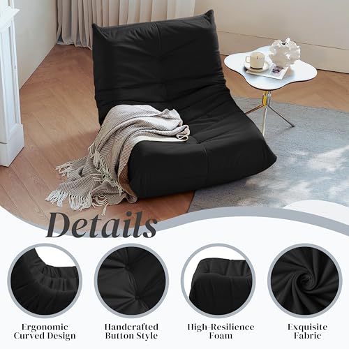 Bean Bag Chair for Adults, Suede & Microfiber Corner Lounge Sofa, 3-Seater, Beige F9802