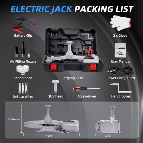 Electric Car Jack 3T Scissor Floor Jack Set 12V Automatic Vehicle Lift Kit for Tire Change L9182