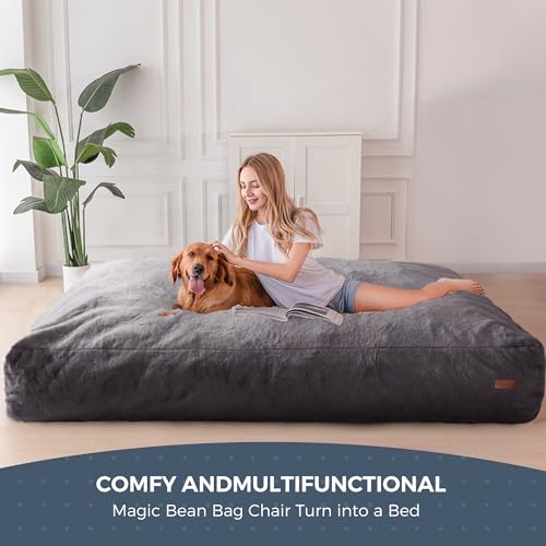 Giant Bean Bag Chair Bed for Adults, Convertible Floor Sofa Mattress R473823