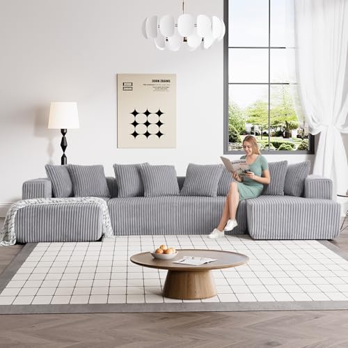Modular Sectional Sofa with Chaise Lounge, Corduroy Memory Foam, Black Z82307