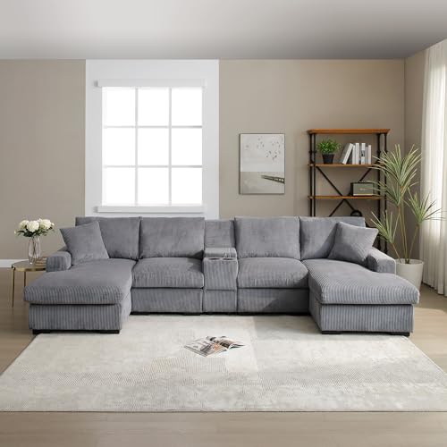 Modular Sectional Sofa with Ottoman, U-Shaped Lounge Couch H930