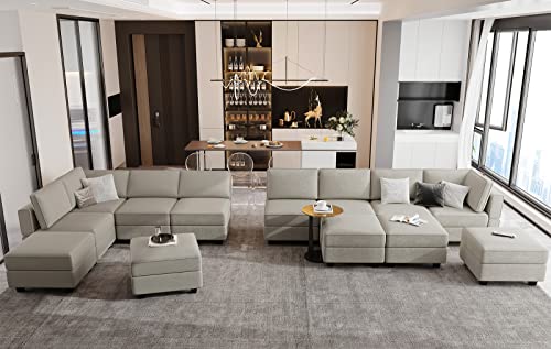 Modular Velvet Sectional Sofa with Chaise Lounge and Storage X4138